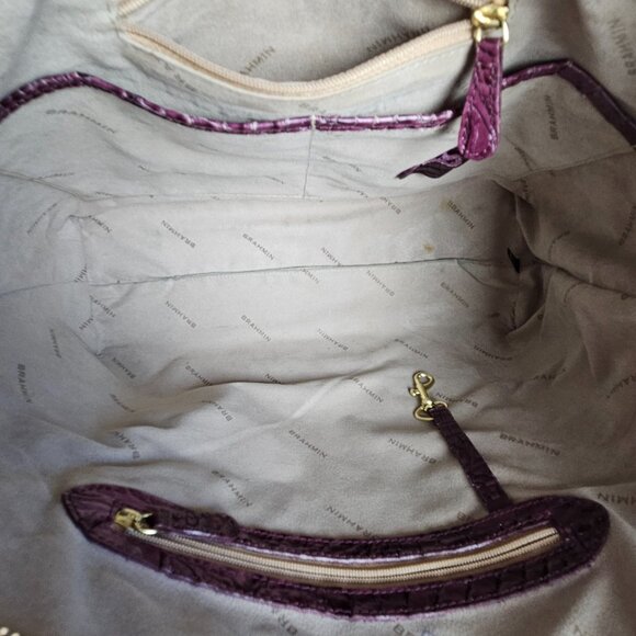 Brahmin Asher Melbourne Medium Maroon Croco Embossed Leather Shoulder Bag - Picture 6 of 16